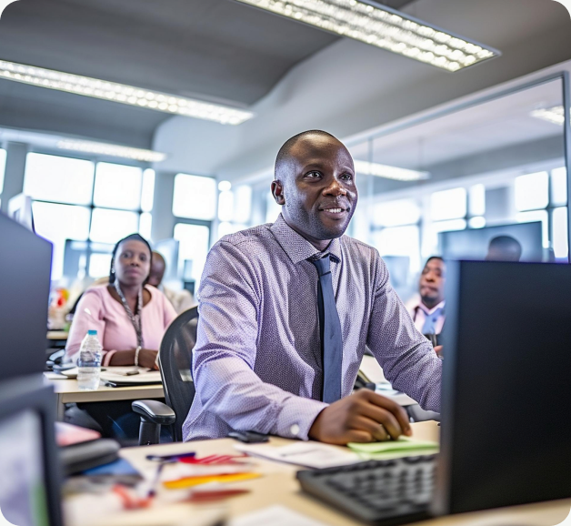 Leadership coaching session in a modern office