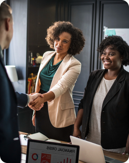 Talent Lab consultants greeting a client